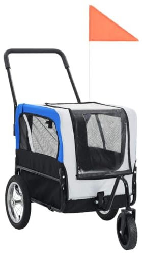 MCLIUJIA Hundewagen Katzenwagen 2-in-1-Hundehaustier-Fahrradanhänger Hundekinderwagen Mit 360-Grad-Schwenkrädern Für Welpen Kleiner Bis Mittelgroßer Hunde, Katzen Kinderwagen Für Haustiere(Blue)