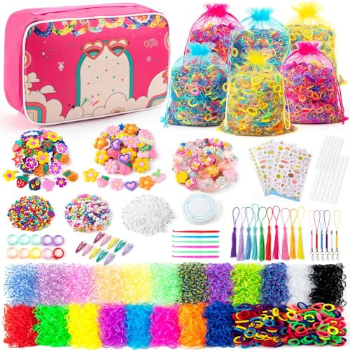 SLEMAKO 18000+ Loom Bänder Set, 20 Farben Zubehör Bunte Gummibänder Für Armbänder, Elastisches Basteln Rubber Loombänder Kinder Armband, Rainbow Loom Loops Gummis Set XXL Für Mädchen Anfänger Jungs