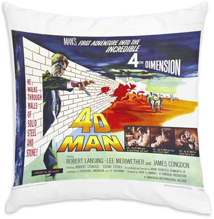 Fabulous Kissenhülle, aus weißem Samt, 4D-Mann, alter Mann, Filmposter, Nanar, Retro, Kinoposter, Vintage, 40 x 40 cm, samtartige Haptik