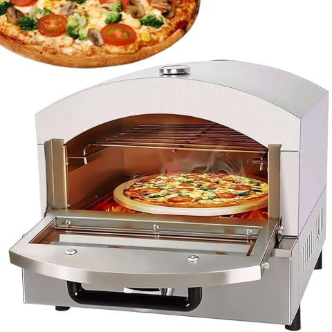 Eastnmythet Electric/Gas Pizza Oven, Countertop Pizza Maker with 12 Inch Round Pizza Stone, Countertop Stainless Less Pizza Maker for Party,Gas