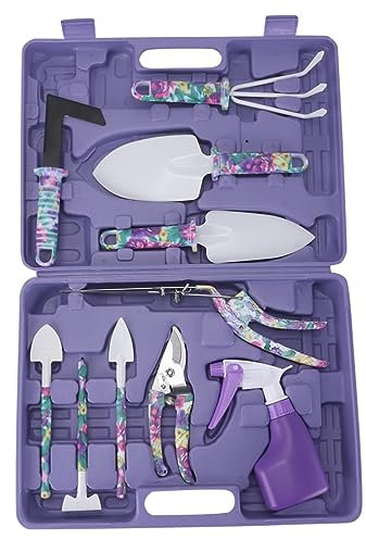 YARNOW 10stücke Teiliges Gartengeräteset Mit Gartenschere Gartenkelle Und Rechen Für Gartenarbeit Zum Graben Lockern Und Schaufeln Hochwertige Handwerkzeuge Für Tägliche Gartenbedarf Als