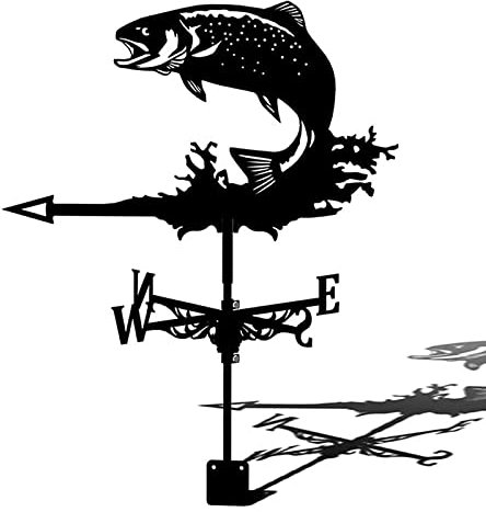 RKYRRKI Wetterfahne mit Fisch-Ornament, Wetterfahne, Windrichtung für Terrasse