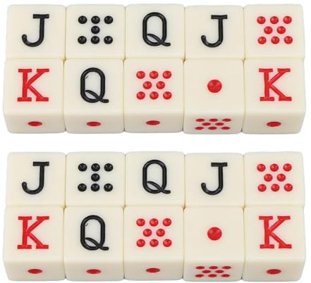 Spanska tärningar, 20st spanska 6-sidig fyrkantig pokertärning jqk plast tärningar tärningar set för att spela yahtzee/farkle/bugiars, gul