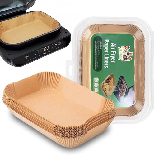 100Pcs Backpapier für Heißluftfritteuse, Luftfritteusenpapier 28cm x 15cm Airfryer Backpapier kompatibel mit Ninja Airfryer AG551EU, AG651EU, Heißluftfritteuse Zubehör Backpapier