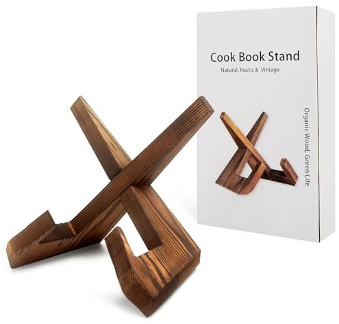 Vintage Recipe Book Stand for Kitchen Cookbook Stand, Farmhouse Style Cook Book Stand, Rustic Recipe Holder for Cooking Book Stand for Kitchen Countertop (1 in Coffee)