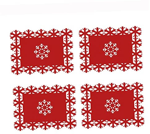 FONDOTIN 4pezzi Tovagliette Tema Natale Motivo Fiocco Di Neve Tovagliette Per Cene Di Festa Articoli Natalizi Per Decorare La Tavola