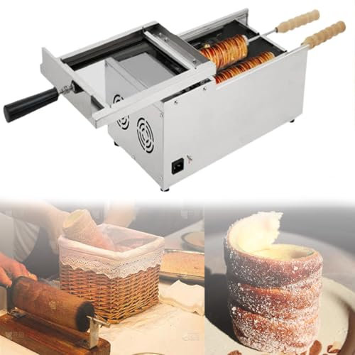 Máquina para hacer conos de helado y pasteles de chimenea |Woks comerciales y rodillo húngaro para cake pops | Temperatura ajustable de 50 °C a 300 °C | Incluye 2 rodillos para cake pops