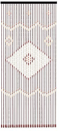 Hand-Strung Wooden Bead Door Curtain – Chocolate Brown Bohemian Room Divider with 31 Dense Strings (81.88x35.43 Inches) – Windows & Walls – Vintage Wave & Diamond Pattern, Noise-Reducing Design