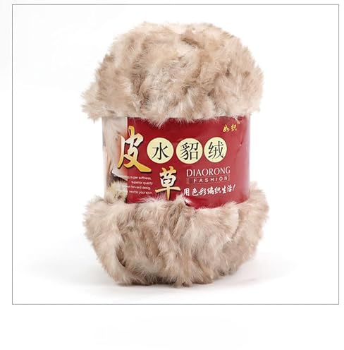 YKAFADE 2x100g Plüschgarn, Fluffy Kunstfell Garn Handstrickgarne Plüsch-Häkelgarn Dicker Wollgarn für Häkeln und Kunsthandwerk DIY, Pullover, Schal, Handschuh, Stricken, Handwerk -Braun Weiß