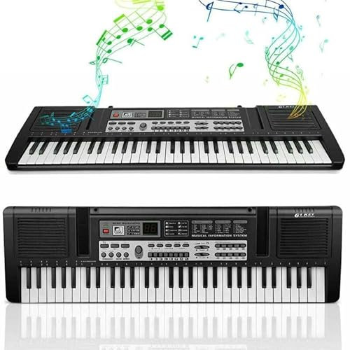 Gziztx 61 Key Keyboard Piano Tragbares Digital Keyboard Kinder, Integrierten Doppellautsprechern, Mikrofon, 16 Töne, 10 Rhythmen, 6 Demos, 8 Percussion