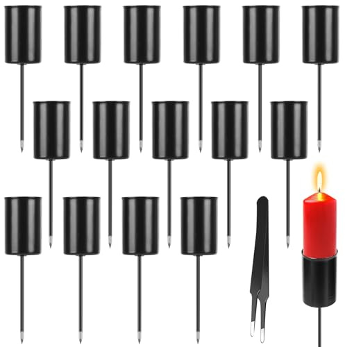 16 pezzi portacandele per corona dell'Avvento: portacandele a bastoncino, in stile retrò, con spina corta, candela, candelabro, colore nero, per Natale e casa