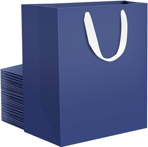 EUSOAR Geschenktüten Dunkeblau - 30 Pack 230GSM Papiertüten mit Henkel - 25x13x32cm L Groß Gift Bags Blau - Geschenktaschen für Verpacken Geburtstag Party