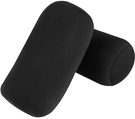 FIXOSHEE 2 Piezas Almohadas Cilíndricas Negras Cojines Cervicales Lavables y Portátiles para Viaje y Hogar Soporte Cómodo para Cuello y Decoración del Hogar