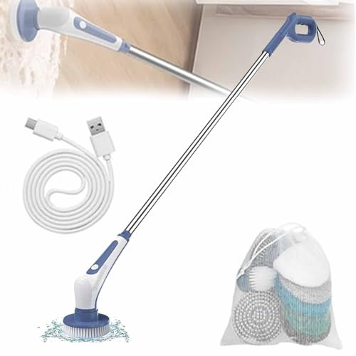 YXINHONGYUE Bleu, Machine de Nettoyage rotative multifonctionnelle pour la Maison, 11 têtes de Brosse remplaçables, Protection Contre Les surtensions de 25 kg, autolaveuse électrique sans Fil