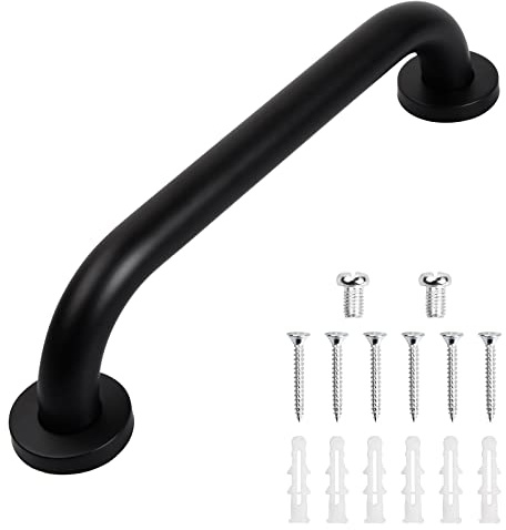 Maniglione Doccia Anziani 30cm, Maniglia per Doccia in Acciaio Inox 304, per Bagno, WC, Vasca, Scale, Cucina, Adatta a Disabili, Anziani, Donne in Gravidanza e Bambini (Nero)
