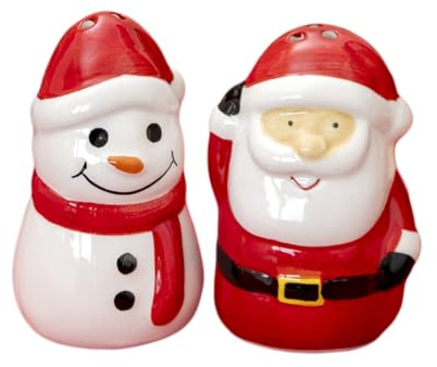 Santa Claus & Snowman Salt and Pepper Shakers Ceramic Christmas Cruet Set