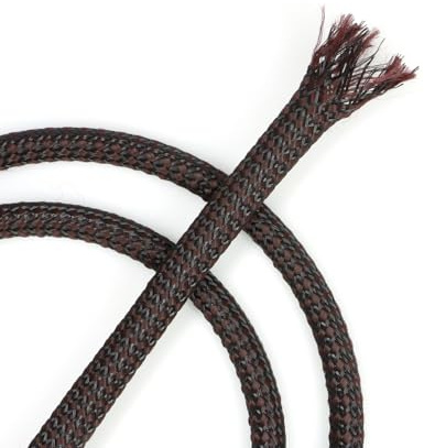 YOUBO Expandable Braided Cable Sleeve, PP Yarn + PET Braided Expandable Sleeving Cable Management Protection High Density PET Wire Cover Sheath for Cables (Brown Black, 4mm-19ft)
