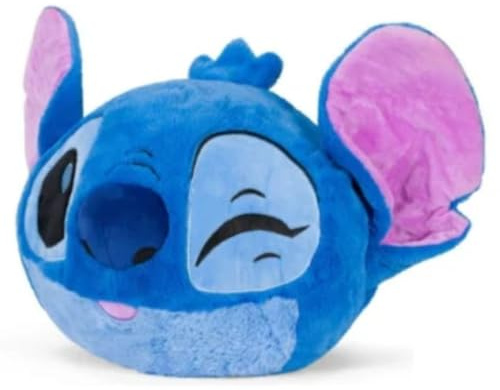 Cojín Infantil Calientamanos 3 en 1 Stitch, Hello Kitty, Minnie, Angel, Sonic, Spiderman y Creeper | Almohada Suave con Aberturas Laterales | Peluche Decorativo Infantil 35x35x15 cm (Stitch Azul)
