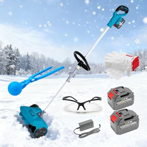 Machine à Déneiger, Pelle à Neige Pliable sans Fil avec 2 Batteries, Largeur De Déneigement 35 Cm, Portée De Projection 8 M, Souffleuse à Neige Portable Et Légère pour L'extérieur, Idéale 2 Batteries