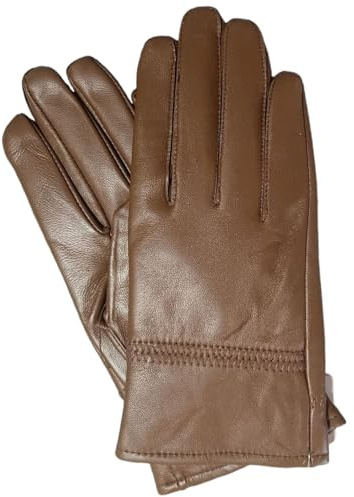 YISENJEE Leder Handschuhe Frauen Damen-Winterradjacke Aus Dickem, Warmem Kunstleder Mit Lammfellmuster – Braun