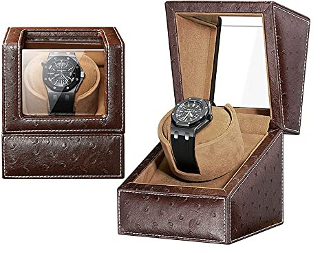 PAHION Automatischer Uhrenbeweger Für Uhren Mit Schloss Und Schlüssel Uhrenaufbewahrungsbox Mit Leisem Motor Luxuriöse Holzbox 5 Rotationsmodi Für Alle Armbanduhren