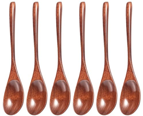 6 Stück Holzlöffel Esslöffel, 22.5x4 cm Nanmu Holz Löffel, Langer Griff Suppenlöffel Holz, Esslöffel Klein Wooden Spoon, Japanischen Stil Holzlöffel zum Essen, Rühren, Kochen, Backen und Schöpfen | Suppenlöffel Holz, Esslöffel Klein Wooden Spoon, Japanischen Stil Holzlöffel zum Essen, Rühren, Kochen, Backen und Schöpfen