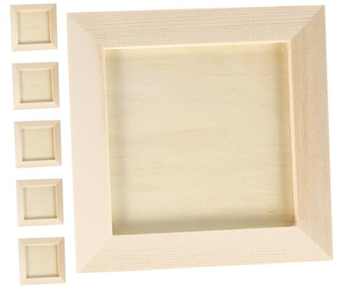 ADOCARN Cornici 10x10 in Legno per Foto, 6 Pezzi, per Bambini, Materiali Sicuri, Facili da Usare, per Casa e Attività Creative