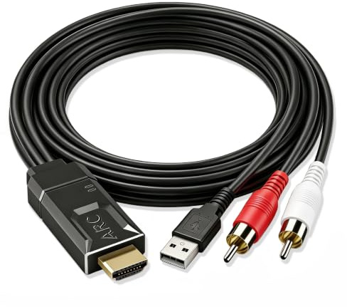 SDKDZKG Convertisseur audio HDMI eARC ARC 192 kHz - Extracteur audio ARC vers RCA - Prise en charge de la fonction CEC avec câble HDMI vers RCA de 1,8 m - Pour haut-parleur HDTV, amplificateur