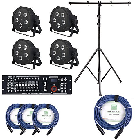 Showlite FLP-5x9W Scheinwerfer 4 x Set inkl. Showlite Master Pro USB