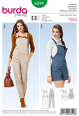 Burda Schnittmuster b6599 Overalls Papier 19 x 13 x 1 cm weiß