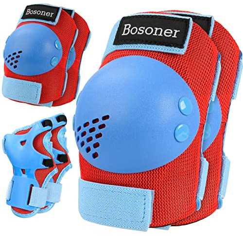BOSONER Kids/Youth Knee Pad Elbow Pads for Roller Skates Cycling BMX Bike Skateboard Inline Rollerblading, Skating Skatings Scooter Riding Sports