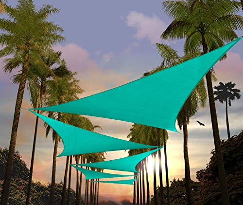 Amgo 12' x 12' x 12' Turquoise Triangle Sun Shade Sail Canopy Awning ATAPT12, 95% UV Blockage, Water & Air Permeable, Commercial and Residential (Custom