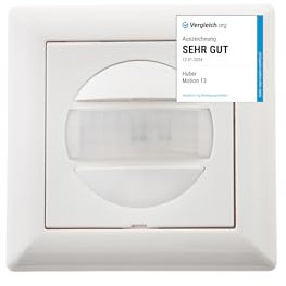 HUBER Motion 13 PIR Bewegungsmelder 170° für Innen I Unterputz Bewegungsmelder - Motion Sensor mit Taster, auch für Schalterserien [55x55mm], 2-Draht-Technik Thyristor Ausgang