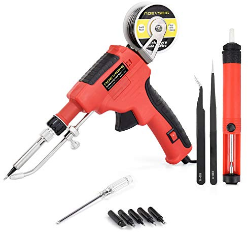 Soldering Iron Kit,60W Automatic Soldering Gun with Ceramic Heater, Soldering Gun Kit Includes Solder Gun,5PCS Soldering Tips, Desoldering Pump, 2 Tweezers, Soldering Wires for Repairs, Home DIY