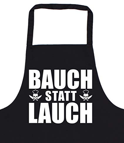 Dressfactor Grillschürze für Männer | Bauch statt Lauch | Grill-Schürze mit Spruch lustig BBQ Grillen schwarz uni