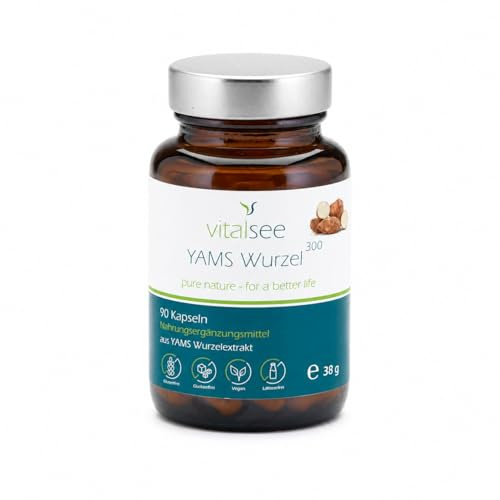 Vitalsee YAMS Wurzel 300 Extrakt - 90 vegane Kapseln - Wurzelextrakt - glutenfrei, laktosefrei, ohne Zusätze - im Glas