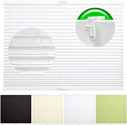 Horivert Plissee Pliseerollo mit Klemmträger Ohne Bohren Crush Stoff Fensterrollo Klemmfix Faltrollo Jalousie Sonnenschutz Blickdicht 80x130 cm