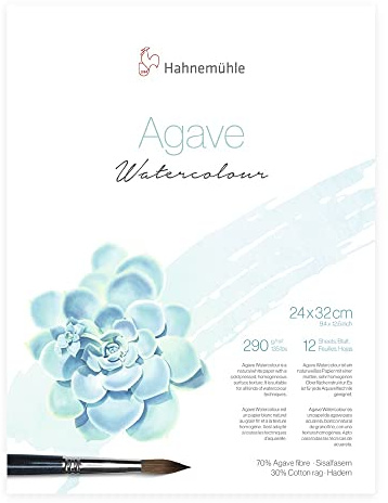 Hahnemühle Agave Watercolour, nachhaltiges Aquarellpapier aus Sisalfasern, 290 g/m², matte Oberfläche, naturweiß, 24 x 32cm