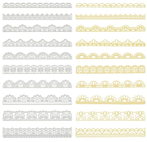 BENECREAT 10PCS Metallstanzschnitte Flower Lacce Schneidstempel Metallschablonenvorlage 10 Muster Prägeschablonen Für DIY Crafts Scrapbook Album Papierkartenprägung
