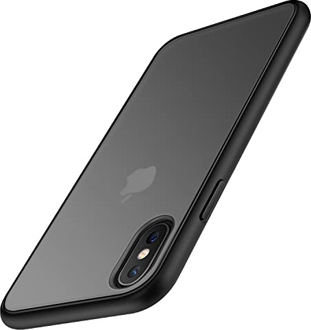 TENDLIN Kompatibel mit iPhone X Hülle/iPhone XS Hülle Matte Transluzent Kratzfest PC Rückseite und TPU Stoßstange Schutz Handyhülle iPhone X/Handyhülle iPhone XS - Schwarz