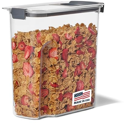 Rubbermaid Brilliance Cereal Food Storage Container with Flip Top Spout, Dishwasher Safe, 32oz, Clear/Blue