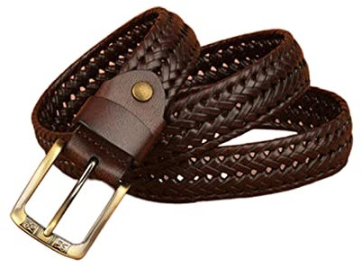 JIARY Gürtel Herren, Flecht-Ledergürtel für Damen Herren,Braun,110CM/43.3''