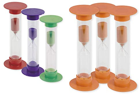 TimeTex Sanduhren-Set 3-TLG. - 15 Minuten - orange - 14,5 cm hoch - 3 Sanduhren mit der gleichen Laufzeit - 61946