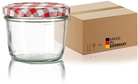 BigDean 60x Marmeladengläser 230ml - Einmachgläser Einweckgläser Sturzgläser - Made in Germany - Einkochgläser mit Schraub-Deckel TO 82 - Rot kariert