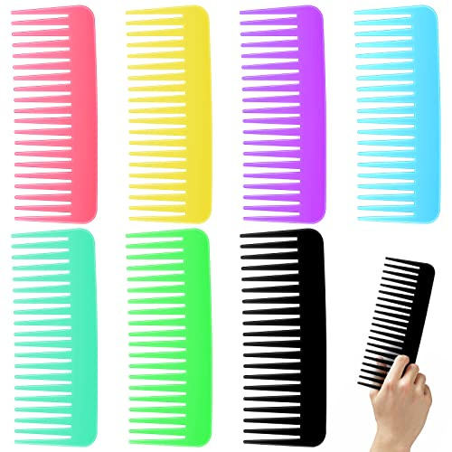 Vesici 100 Pcs Colorful Wide Tooth Comb Bulk 6.1 Inch Large Tooth Hair Brush Set for Wet Hair Pocket No Handle Combs for Women Men Travel Hotel Homeless Shelter Nursing Home Charity Church, 7 Colors