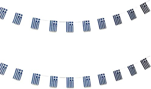 Drapeau de la Grèce 40 Pièces - Guirlande 11,4 M Fanions - Drapeau National Européen 14 x 21 cm pour Décorations de Bars de Jardin