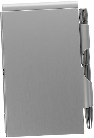 NUOBESTY Metal Notizblock Mini Aluminiumlegierung Mit Stift Abreißbare Notizzettel Kompaktes Praktisches Memo-pad Für Schule Und Büro Tragbar Silberfarben Edles Design
