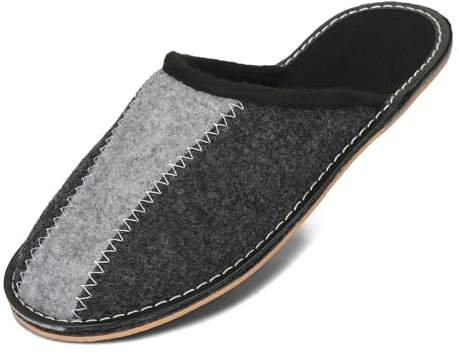 BeComfy Pantofole in Feltro da Uomo Suola in Gomma Molto Leggero Grigio Nero 40 41 42 43 44 45 46 EU (Grafite-nero, Sistema Taglie Calzature EU, Adulto, Numero, Media, 43)