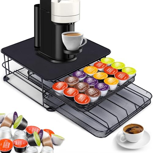 MASTERTOP Cassetti Capsule dolcgusto 72pz, Porta Capsule Antiscivolo a 3 Cassetti con Supporto per Macchina Caffè, Dispenser Capsule di Grande Capacità con Superficie Antivibrazione in EVA