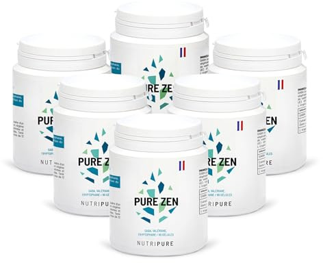 Nutripure | Pure Zen | Complément Alimentaire Anti Stress et Anxiété | Améliore la qualité du Sommeil et Favorise la Relaxation | GABA, Valériane, L-Tryptophane | 6x90 Gélules |6 Mois| Made in France